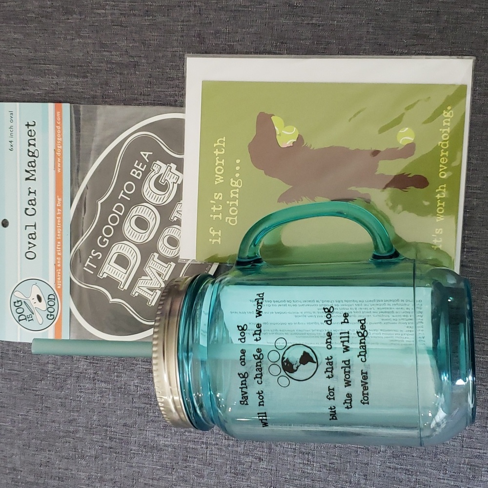 Dog Lover's Bundle /  Acrylic Mason Jar Mug with Straw New With Tags